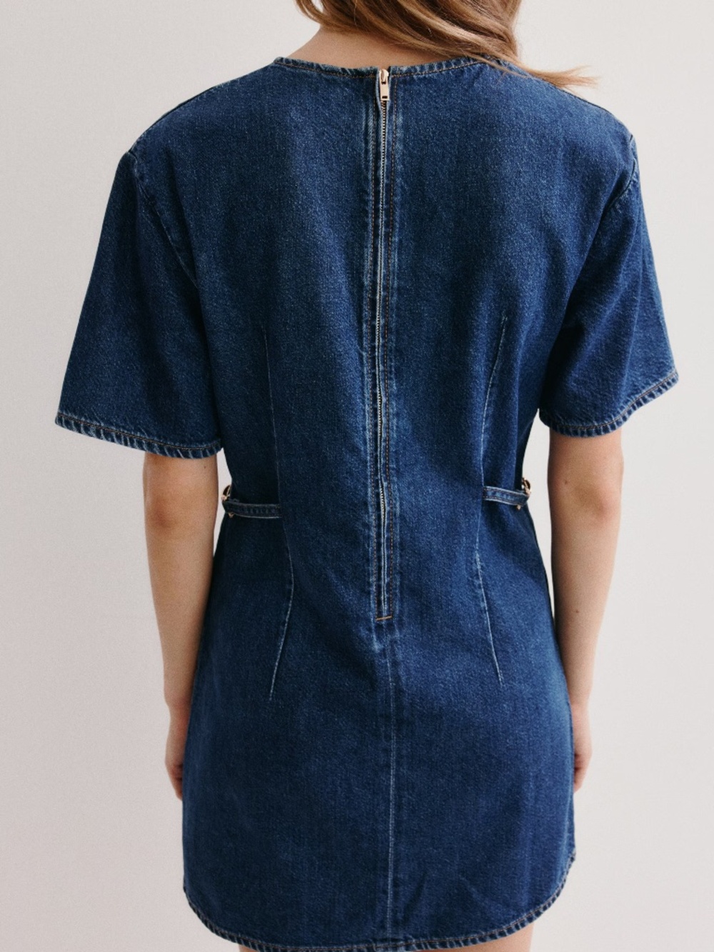 H&M Buckle Detail Denim Mini Dress S - Picture 3 of 9